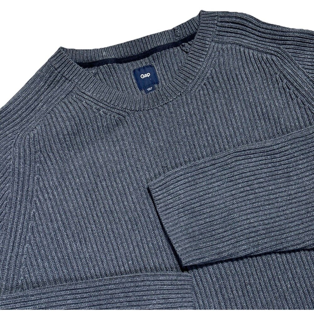 Vtg Gap Sweater Mens XL Ribbed Heavyweight Cotton Knit Gray